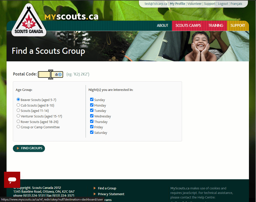 MyScouts - Find - Group Comm